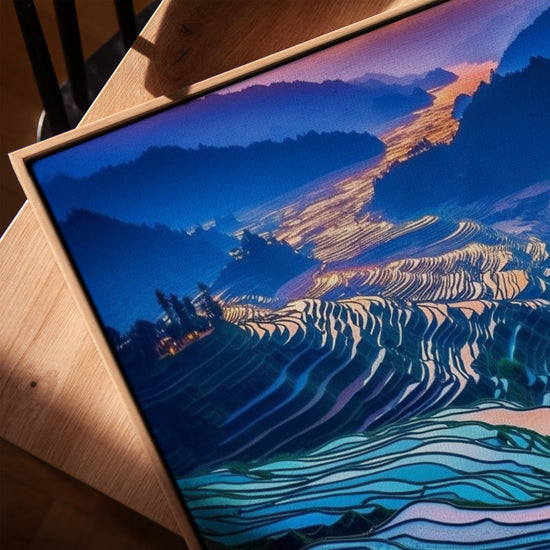 Colorful rice terraces wall art for a minimalist living room