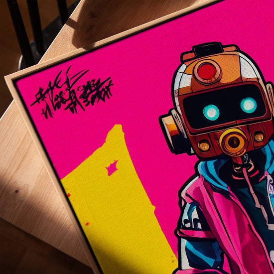 Robot hip-hop graffiti tableau mural pour bureau minimaliste