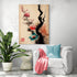 living room painting, Beautiful Japanese calligraphy art, flowers, ink painting, stylized