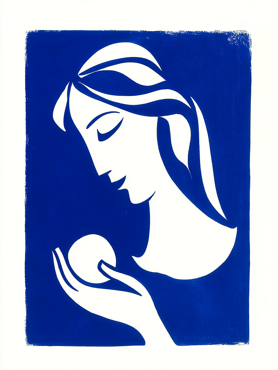 Woman with a Sphere Canvas Wall Art – Matisse Blue