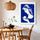 Stylish living room wall art: deep blue canvas, abstract woman holding luminous orb, minimalist design