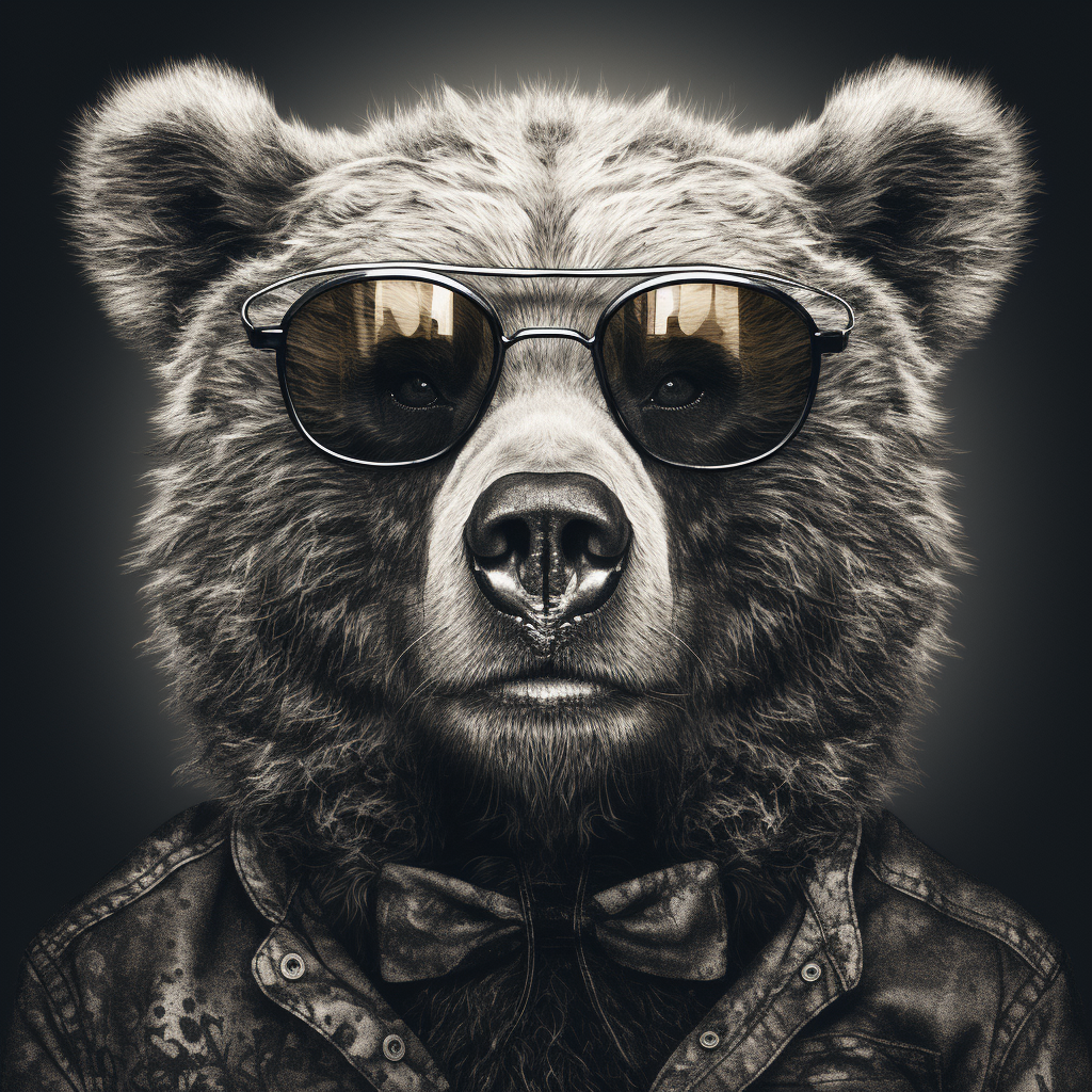 photographie animaux rigolos d'un ours fashion à lunette