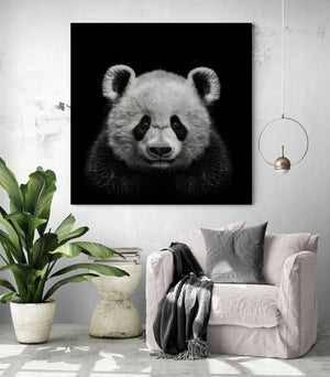 Panda canvas adding a refined finish to a cozy reading nook