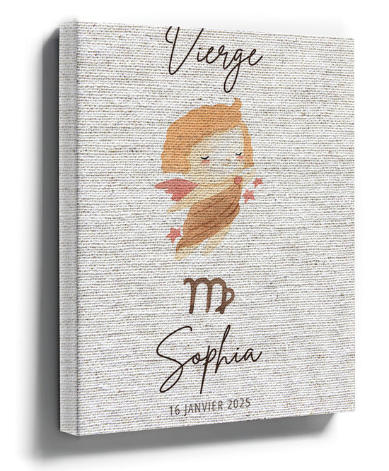 Personalized Virgo baby zodiac sign print for nursery wall art