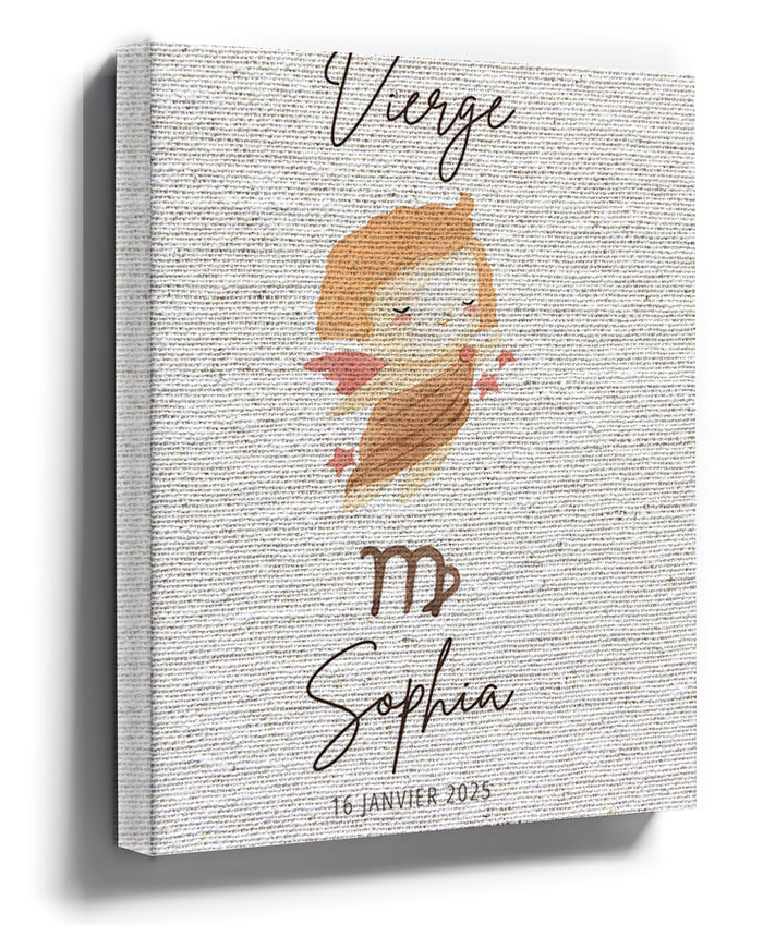 Personalized Virgo baby zodiac sign print for nursery wall art