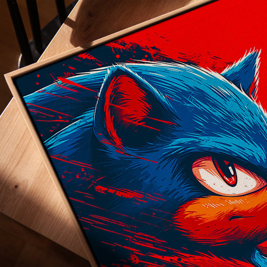 Sonic the Hedgehog blue canvas wall art for industrial office decor