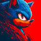 tableau Sonic, bleu et rouge, décoration garçon, super héros.