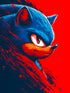 tableau Sonic, bleu et rouge, décoration garçon, super héros.