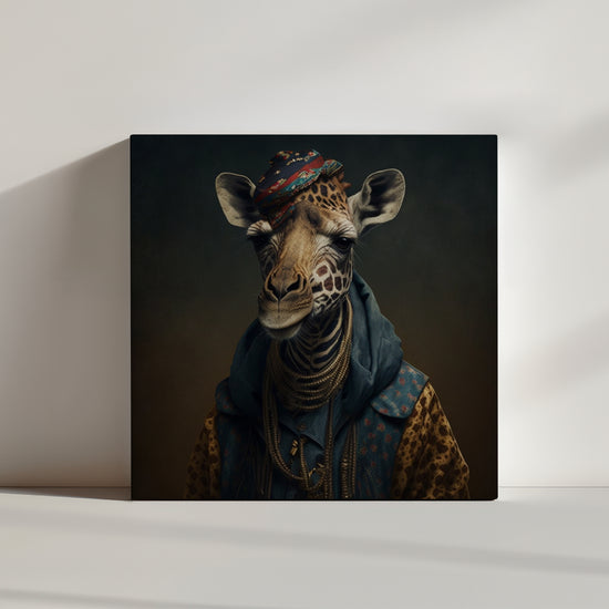 African-style hip-hop giraffe portrait street art canvas wall art