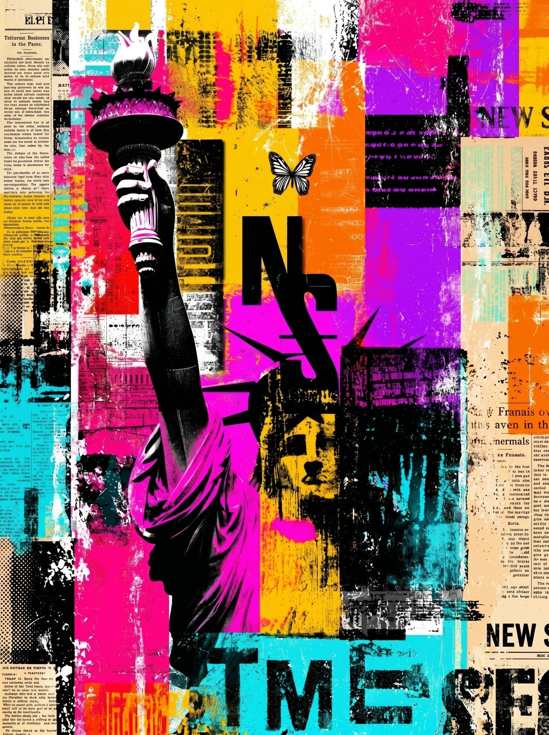Statue of Liberty Street Art Canvas – Explosive Multicolor Wall Art