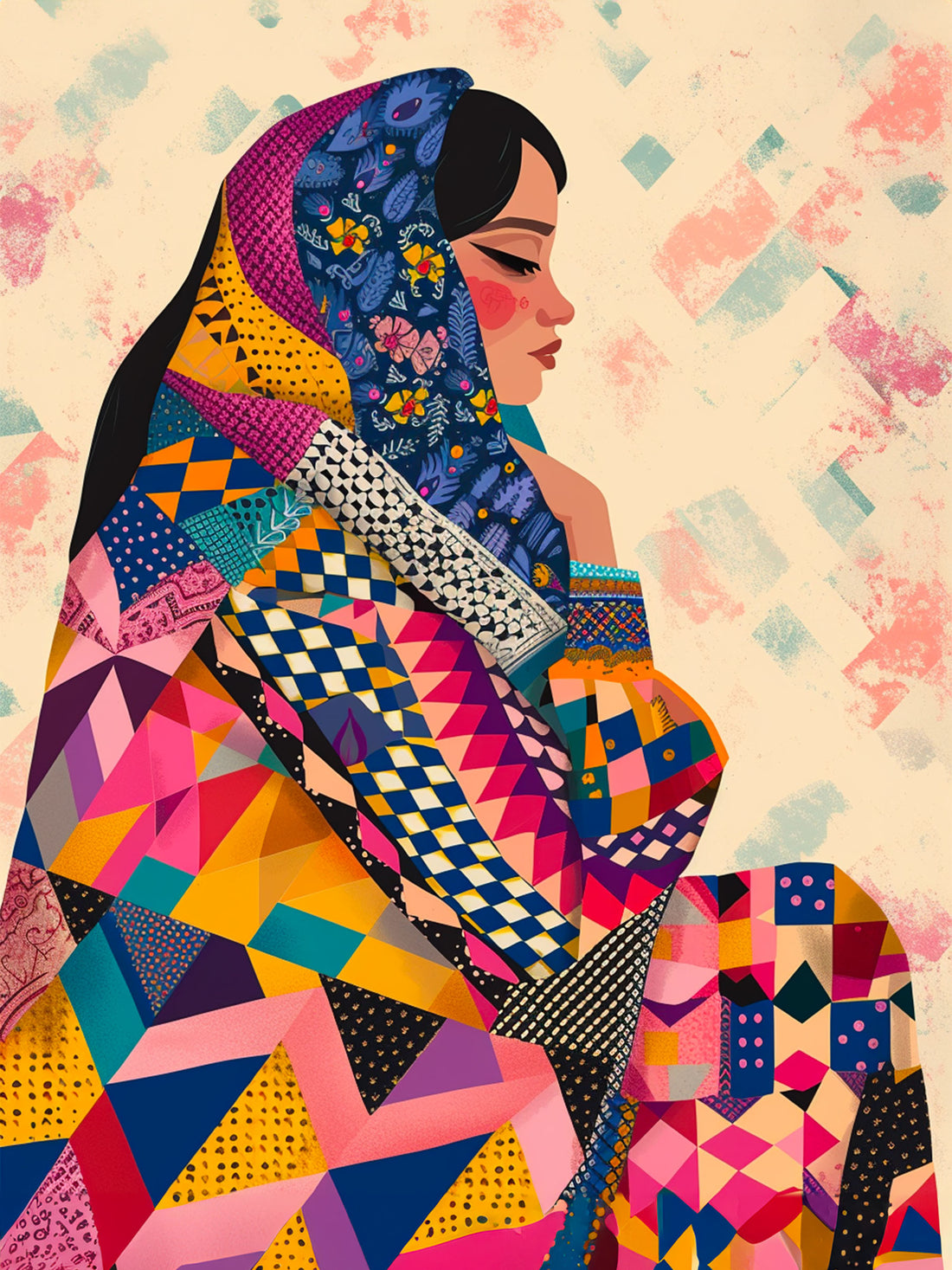 Tableau mural Femme afghane : Évasion colorée