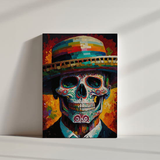tableau tete de mort couleur mexicaine