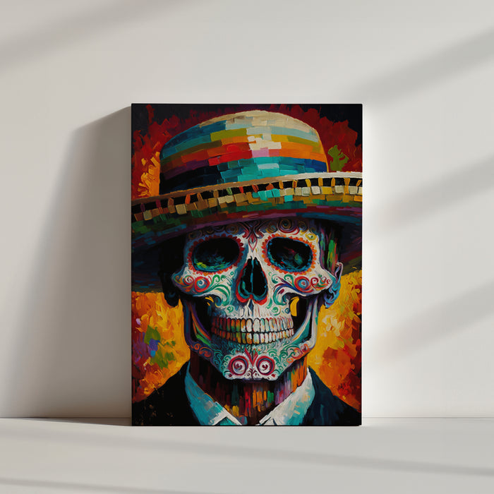 tableau tete de mort couleur mexicaine