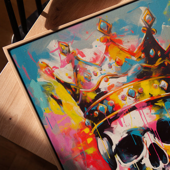 Crowned skull graffiti canvas for Scandinavian (Nordic) office decor