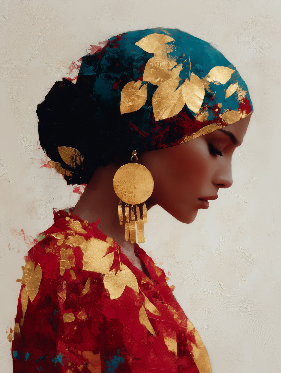 Woman with Golden Headscarf Canvas Wall Art – Golden Glow