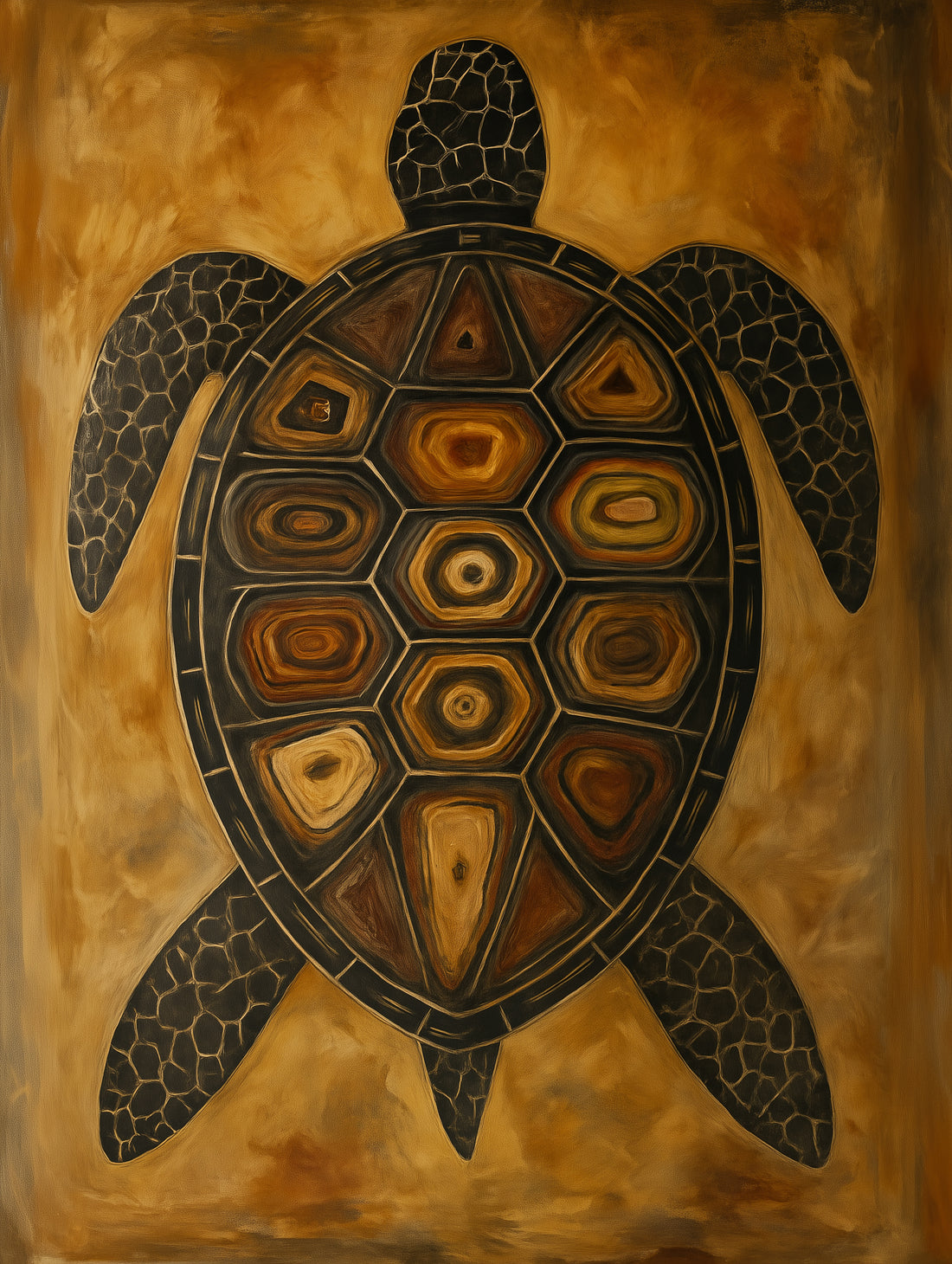 Original Tribal Turtle Wall Art – Wisdom & Harmony