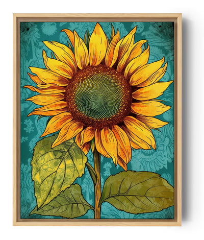 cuadro girasol, radiante de colores vivos y audaces, que captura la esencia de esta flor solar.