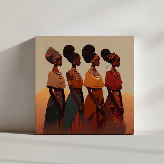 Simple concept art illustration of African tribe women, canvas wall art