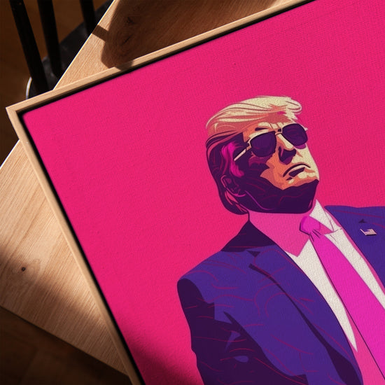 Portrait homme pop art toile pour salon cadre chêne doré