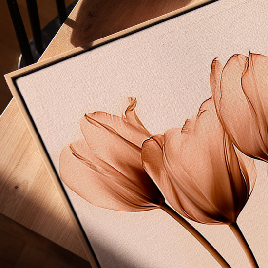 Bouquet tulipes sépia tableau mural pour salon minimaliste