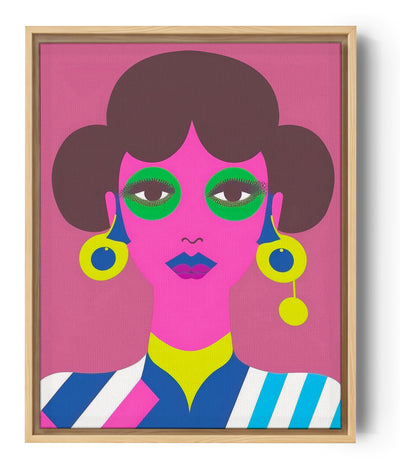 Wandbild bunte Frau, Retro, minimalistisch