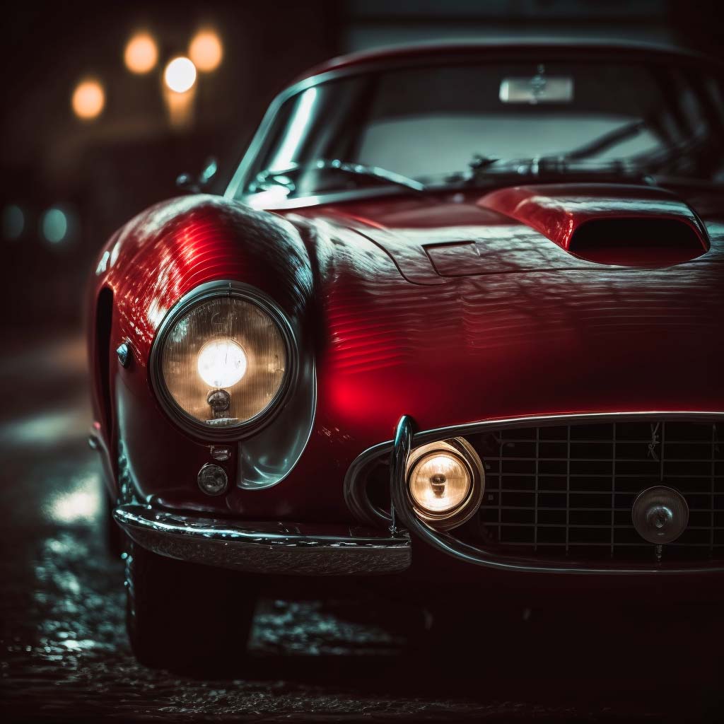 Vintage Ferrari Canvas Print – Red Glow