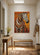 Tableau zèbre stylisé motifs ethniques africains tons orange marron décoration murale salon contemporain