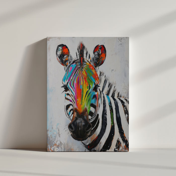 Vibrant Multicolor Zebra Illustration – Colorful Animal Wall Art