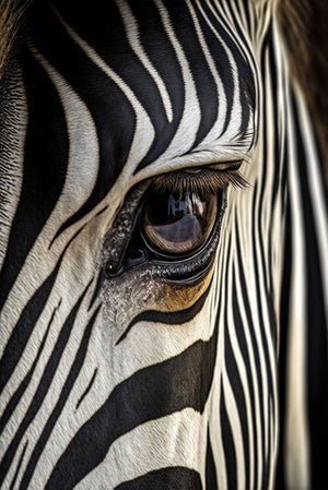 Zebra decor photo canvas, high-quality, close-up of striped fur