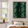 Bedroom wall art with serene lotus leaves in deep greens and a red boat