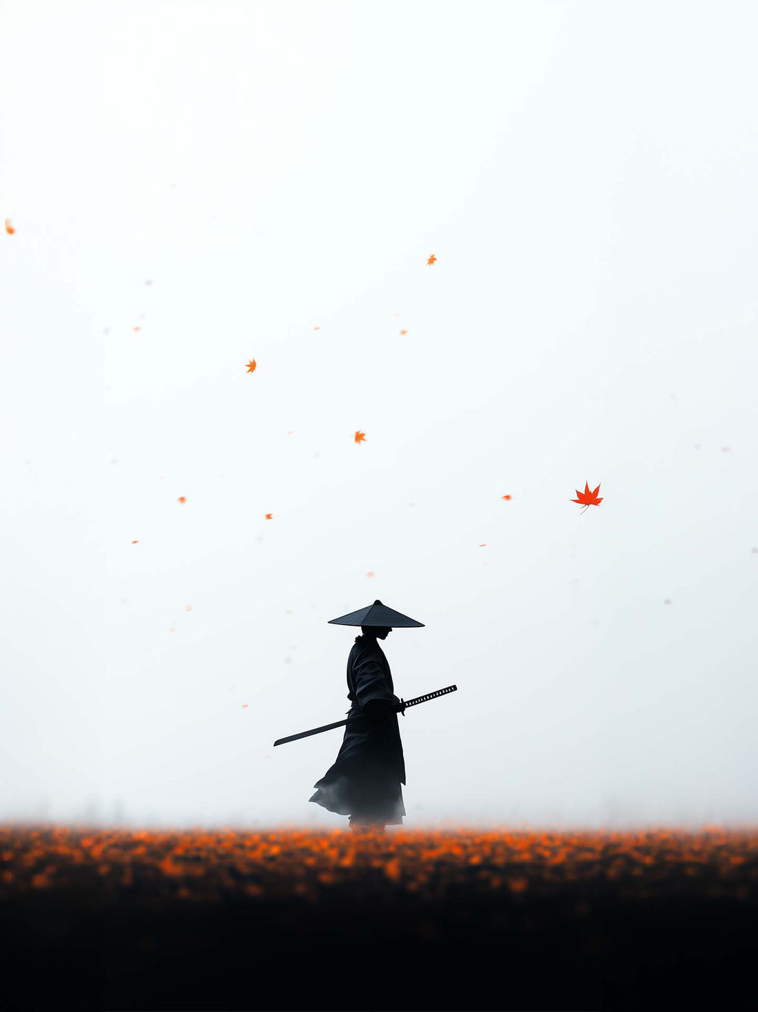 Japanese Samurai Wall Art Print - Zen Path and Poetry