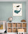 Tableau décoratif enfantin, fille sur une baleine tenant une étoile, ambiance douce et rêveuse dans chambre bébé