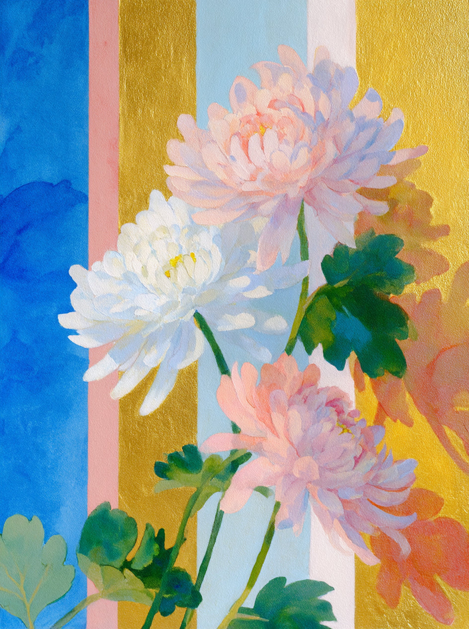 Grand tableau Chrysanthèmes - Fraîcheur colorée