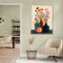 Decorative pastel floral canvas with stylized vases, creating a soft and modern vibe in the living room