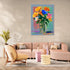 Colorful floral art in a pastel modern living room, chic and artistic ambiance