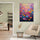 Colorful, vibrant floral wall art in a modern living room, dynamic impressionist style