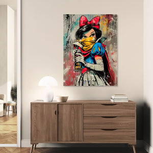 Tableau graffiti coloré de personnage iconique avec bombe de peinture pour une déco urbaine et audacieuse