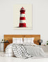 Tableau de phare rouge et blanc dans une chambre moderne, style bord de mer