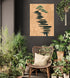 Zen wall art with stylized tree on beige background, natural and soothing ambiance in a botanical living room