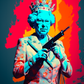 illustration de reine d'Angleterre en gangster Essayez avec l'orthographe gangter dans un style audacieux et colorée