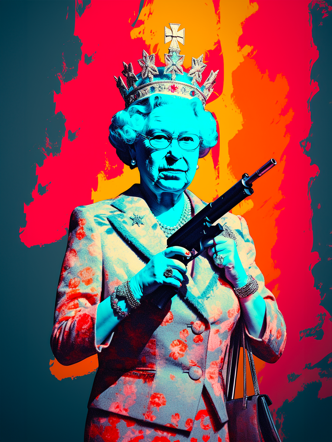 Queen Elizabeth Pop Art Canvas – Rebellious Wall Art