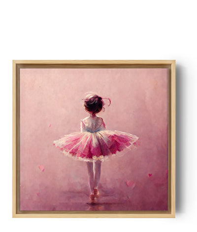 Graceful ballerina wall art print, pink tutu ballet dancer en pointe, expressing her love of dance with an elegant, expressive pose