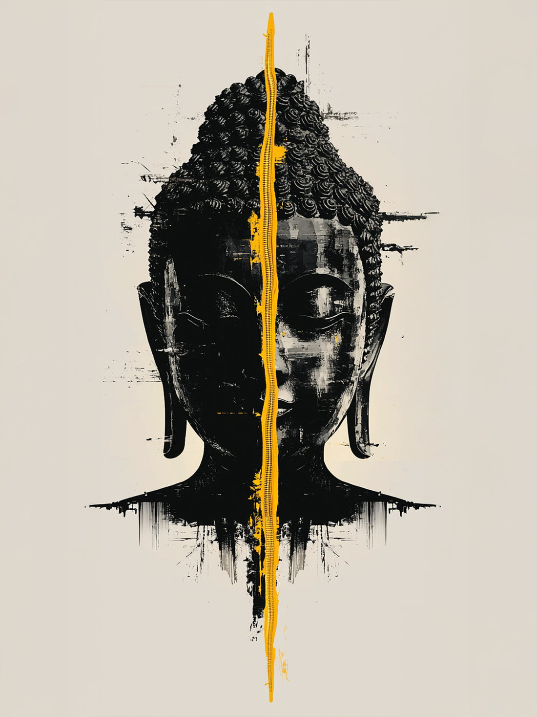 Black and Yellow Buddha Wall Art - Serenity