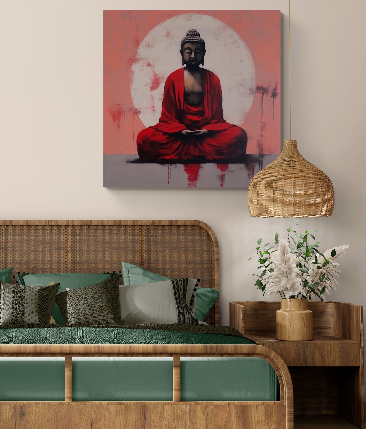 tableau pour chambre adulte zen en harmonie avec un décoration moderne et matériaux naturels