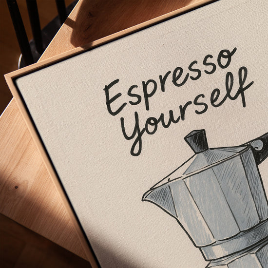 Cafetière italienne illustrée tableau pour cuisine minimaliste