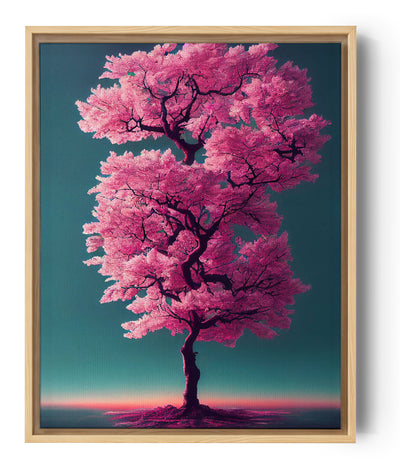 ein wunderschönes Foto eines rosa japanischen Kirschbaums inmitten der Leere