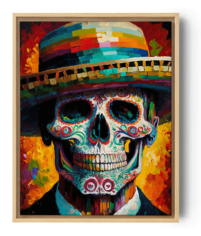 Colorful Mexican sugar skull canvas wall art