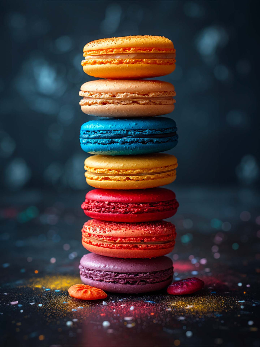 Large Rainbow Macarons Wall Art Print – Colorful Kitchen Decor