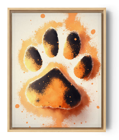 Cute Dog Paw Print Watercolor Nursery Wall Art, Orange Palette