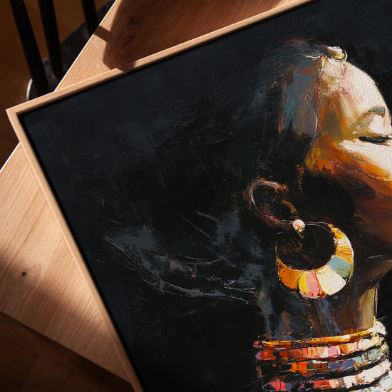 Portrait femme africaine tableau pour salon scandinave